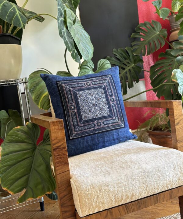Hmong pillow case, dark indigo