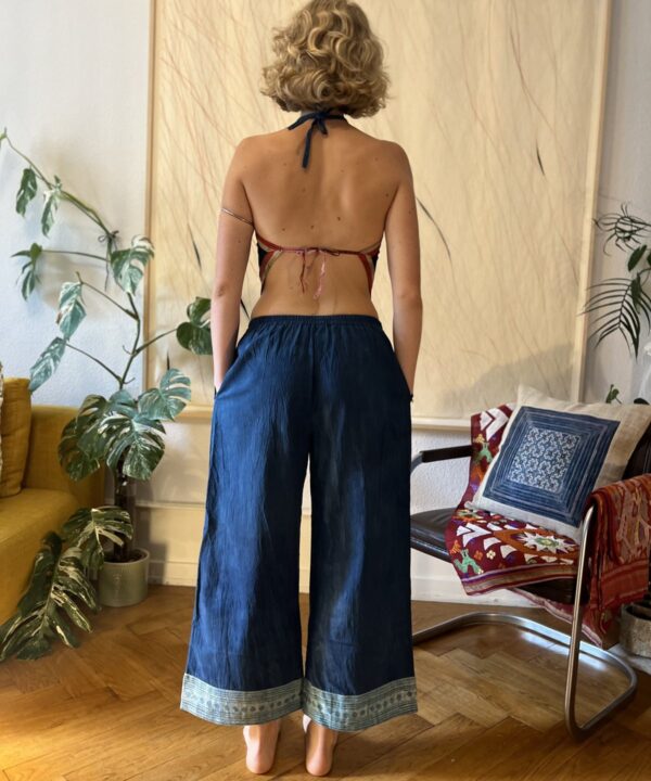 Blue trousers with Hmong fabric
