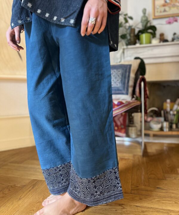 Indigo trousers with Hmong fabric